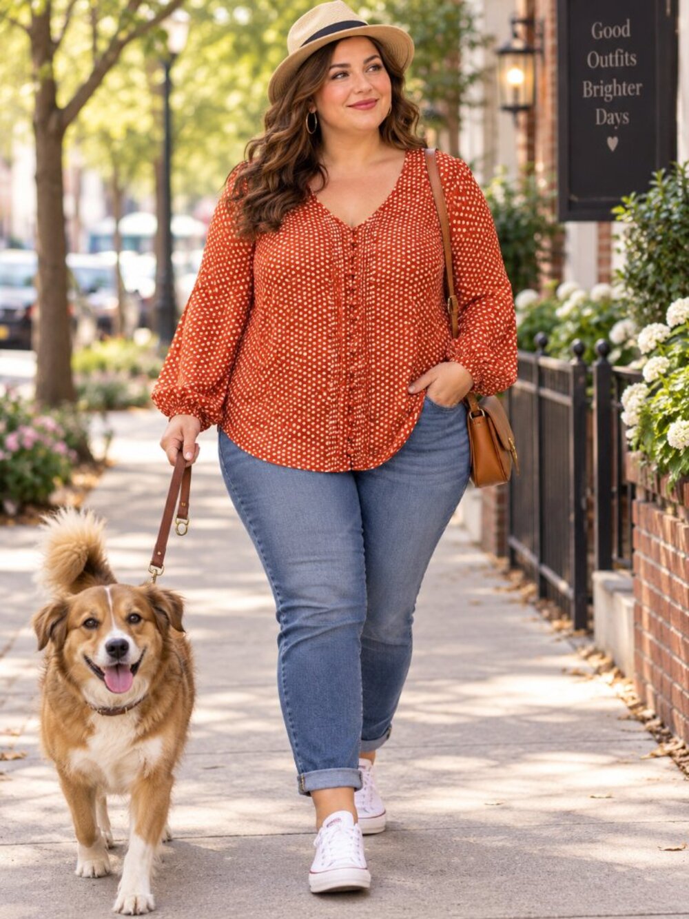 Torrid Size 00 Rust Orange Polka Dot Pintuck Blouse Plus